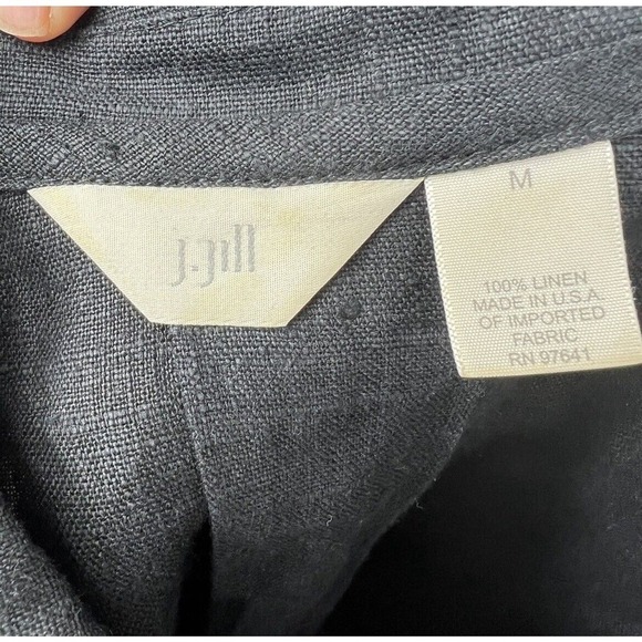 J. Jill Black Button Front Lagenlook Linen Jacket Size M - Picture 8 of 13